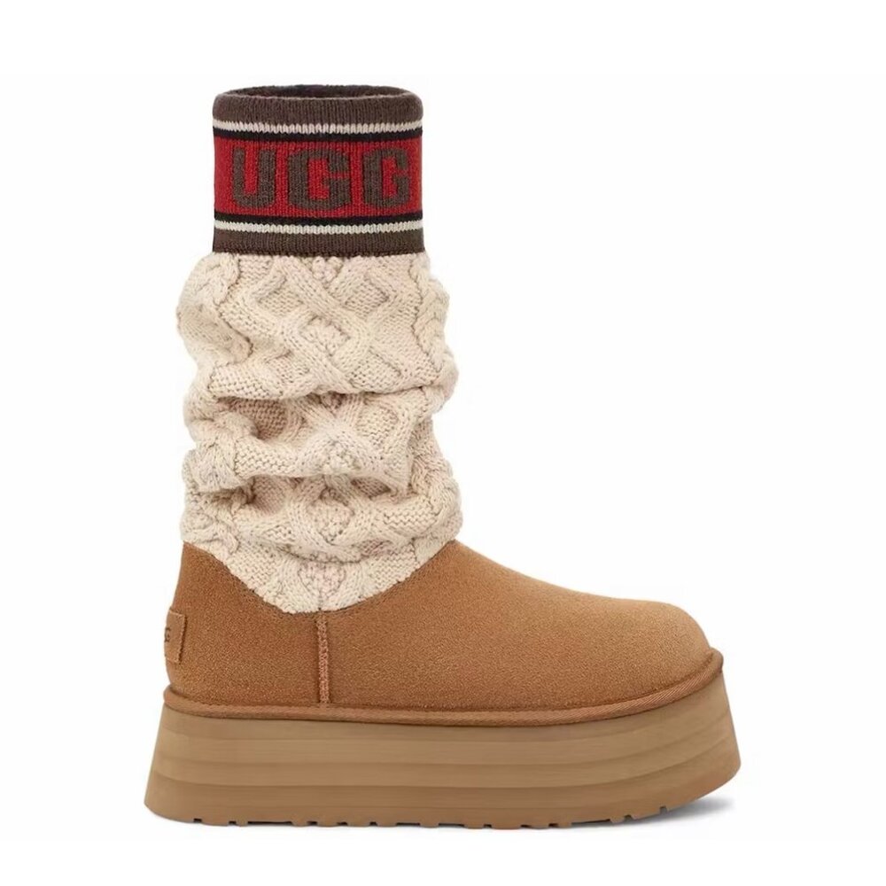 UGG Classic Sweater Letter Tall Chestnut
